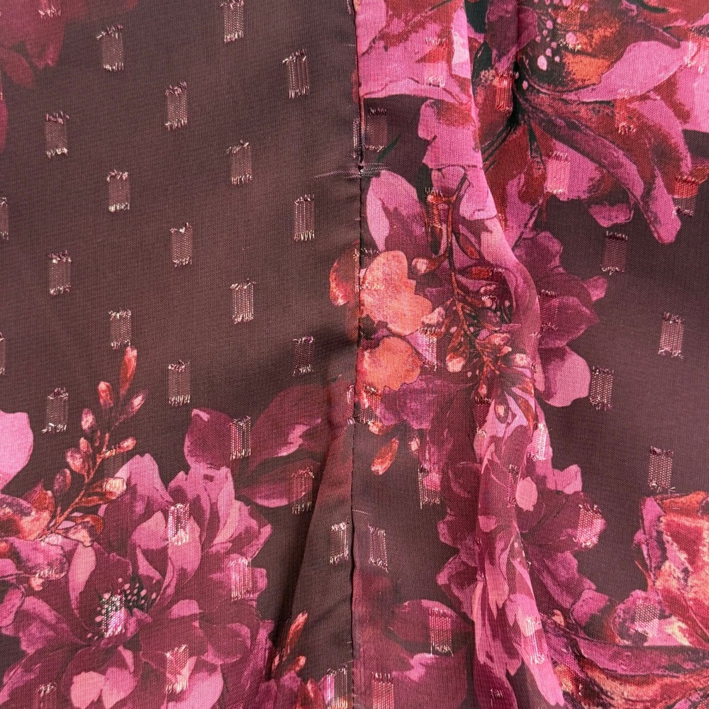 NWD R&M Richards Plum Rose Floral Halter Keyhole Chiffon Gown Maxi Dress Size 12 - Picture 13 of 13